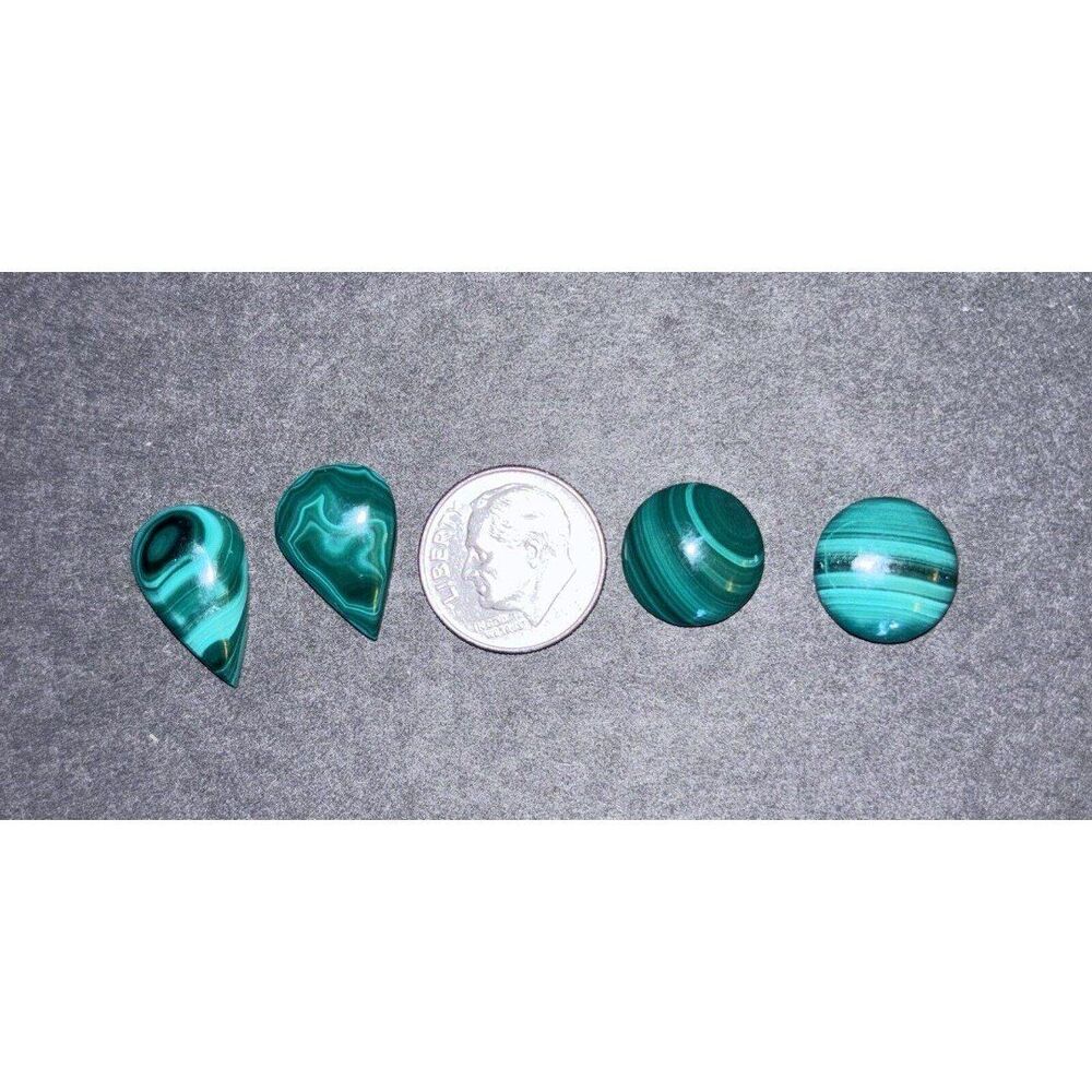 Vintage Cut And Polished Malachite Pieces From The Congo Jewelry Setting - Picture 3 of 3